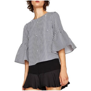 Zara Black and White Striped Blouse
